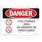 Signmission OSHA Sign, 7" Height, 10" Width, Aluminum, Fuel Storage Area No Smoking Or Open Flames, Landscape OS-DS-A-710-L-1269 - alternate 1